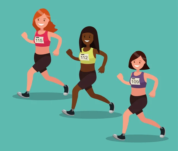 Teilnehmerinnen des internationalen Frauen-Marathons. — Stockvektor