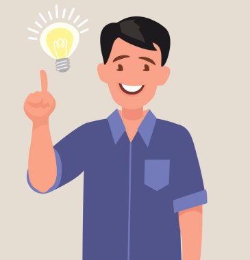 Harika bir fikir kavramı. Adam jest yapıyor. Sorunun çözümü..