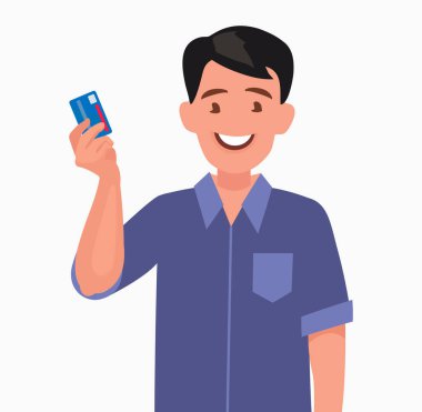 Adamın elinde kredi kartı var..