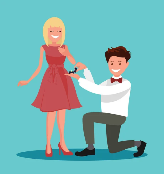 Une Offre Mariage Homme Propose Une Femme Épouser Lui Donne — Image vectorielle