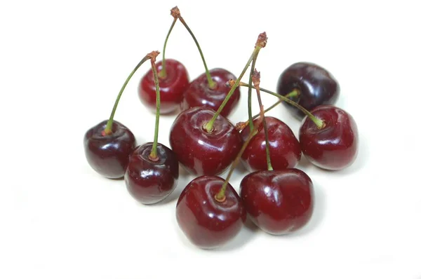 Dark Red Cherries White Background — Stock Photo, Image