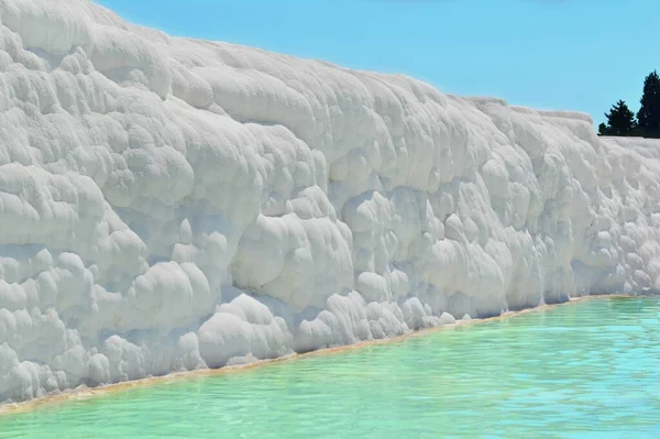 Turkey Pamukkale Amazing Natural Travertine Pools White Calcium Hills — Stock Photo, Image