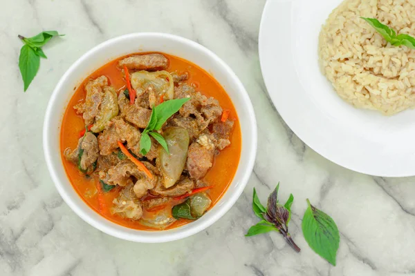 Beef Red Curry Coconut Milk Holy Basil — Stock Photo, Image