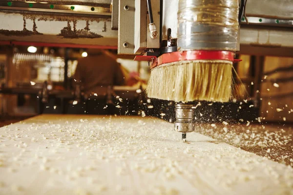 CNC değirmen makinesi. Ahşap fabrikasında sondaj makineleri ile makine aracı.