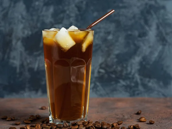 Café Caseiro Frio Com Gelo Picado Copo — Fotografia de Stock