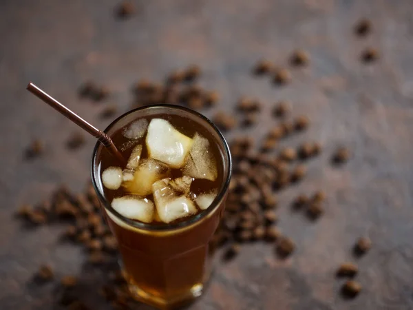 Café Caseiro Frio Com Gelo Picado Copo — Fotografia de Stock