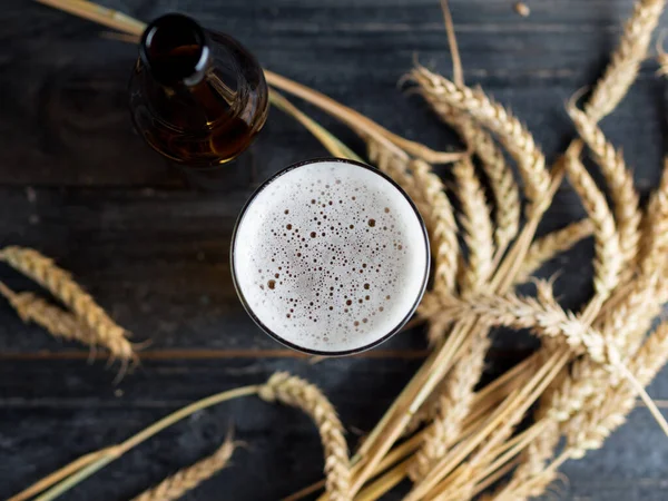 Ein Glas Bier Von Oben — Stockfoto