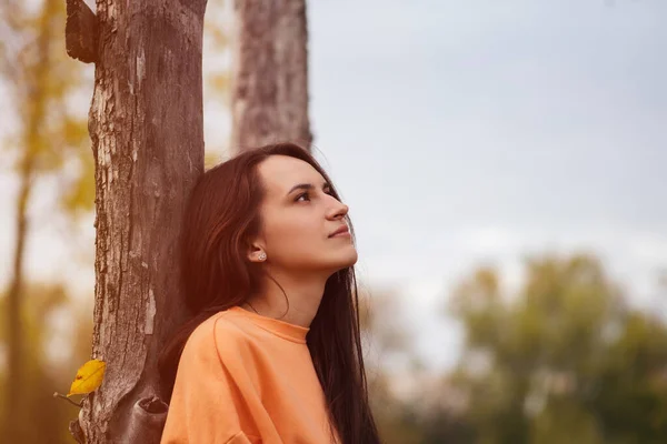 Melancholisches Herbstporträt Bei Sonnenuntergang — Stockfoto