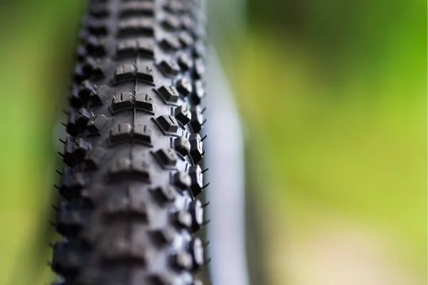 Close Bicycle Mud Tire Rear Wheel Mountain Bike — Stock Photo, Image