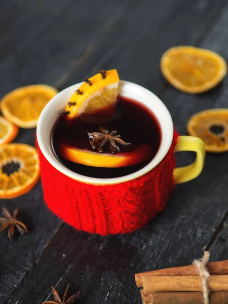 Vinho Amassado Com Especiarias Laranja — Fotografia de Stock