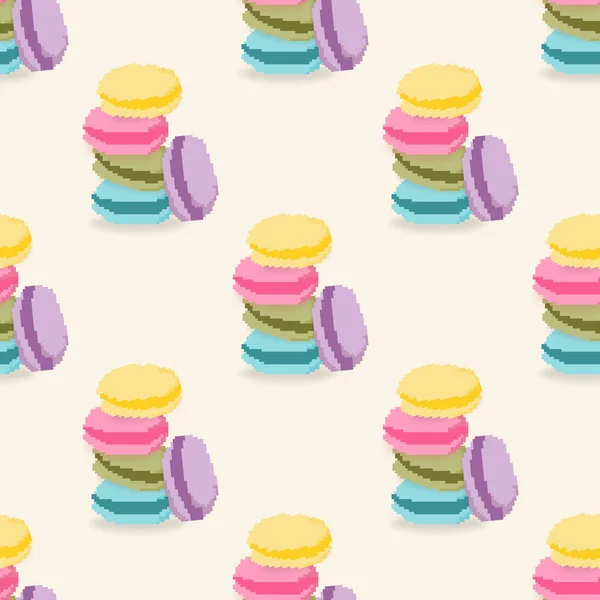 Vector Illustrator Seamless Pattern Colorful Assorted Macaroons Sweet Cake Stack — Stock Vector
