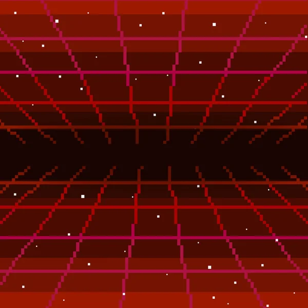 Vector Pixel Kunst Van 80S Retro Sci Achtergrond Pixel Kunst — Stockvector