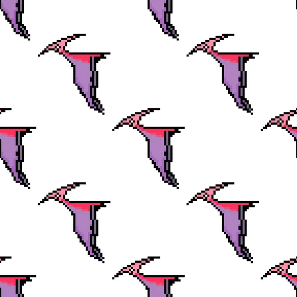 Lindo Patrón Sin Costuras Dinosaurio Arte Pixel Pixel Art Bit — Vector de stock