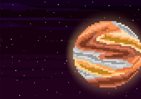 Вектор Піксельного Фону Планетою Фони Мистецтва Pixel Піксельний Схід Або — стоковий вектор