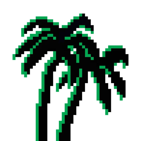 Pixel Twee Palmbomen Gedetailleerde Pixel Art Vector Geïsoleerd Bit — Stockvector