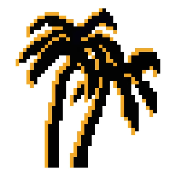 Pixel Twee Palmbomen Gedetailleerde Pixel Art Vector Geïsoleerd Bit — Stockvector