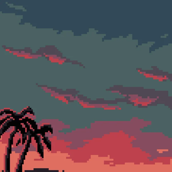 Piksel arka plan fütüristik manzara retro tarzı. Piksel avuç içi. Piksel sanat. 8 bit