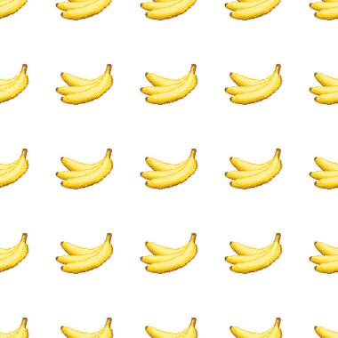 Piksel sanat muz ile Seamless modeli. Dikişsiz baskı desen vektör Illustration. 8 bit