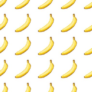 Piksel sanat muz ile Seamless modeli. Dikişsiz baskı desen vektör Illustration. 8 bit