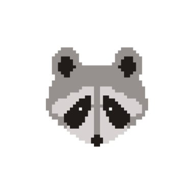 Raster Illustration pixel sanat Rakun. 8 bit.