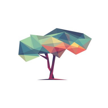 Raster ağaç Illustration. Düşük Poli. 