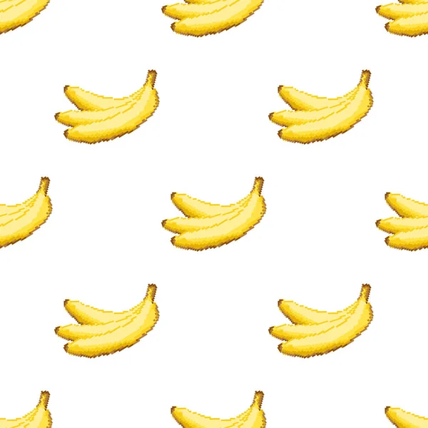 Naadloze Patroon Met Pixel Kunst Bananen Vectorillustratie Van Naadloze Print — Stockvector