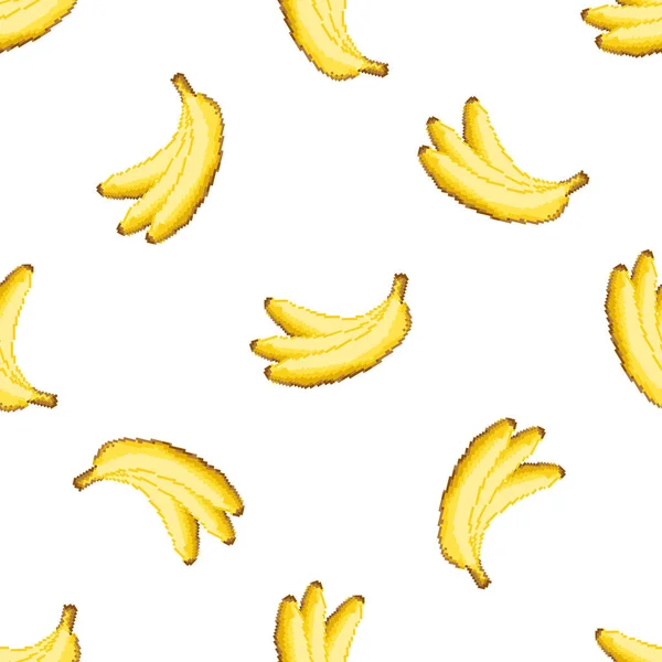 Padrão Sem Costura Com Bananas Pixel Art Ilustração Vetorial Padrão — Vetor de Stock