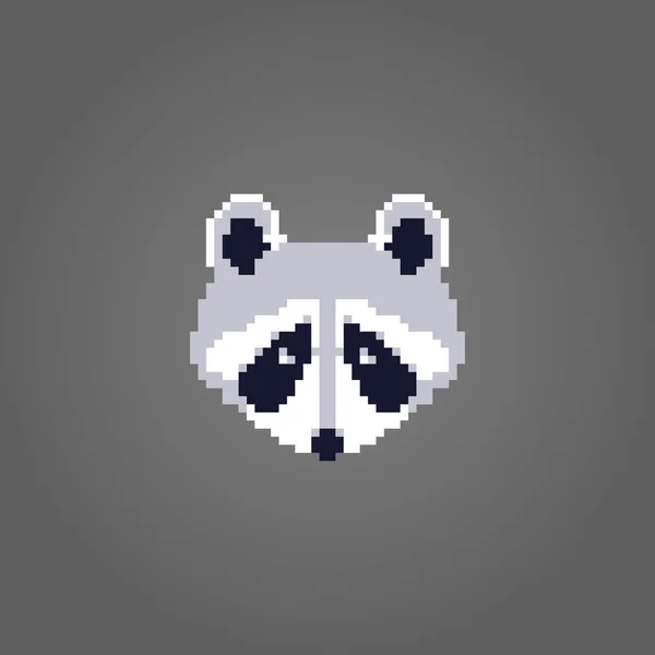 Raster Illustration Pixel Art Raccoon Bit — Stock Vector