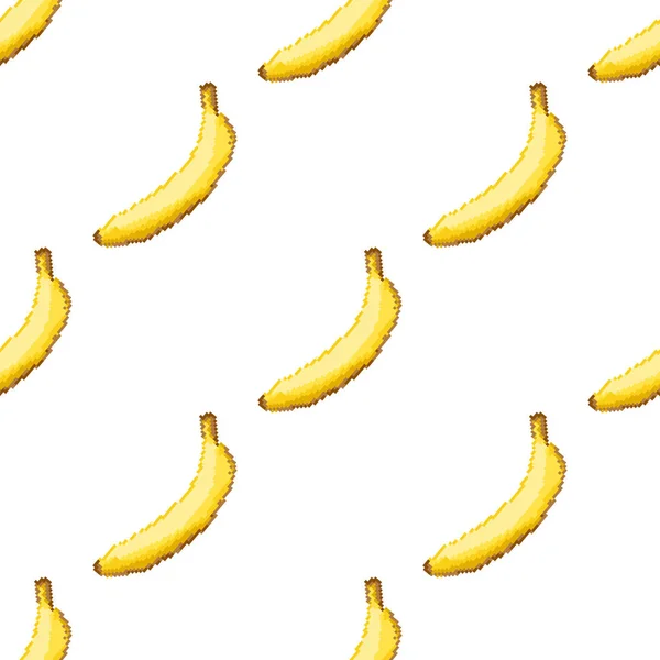 Patrón Sin Costuras Con Plátanos Pixel Art Ilustración Vectorial Del — Vector de stock