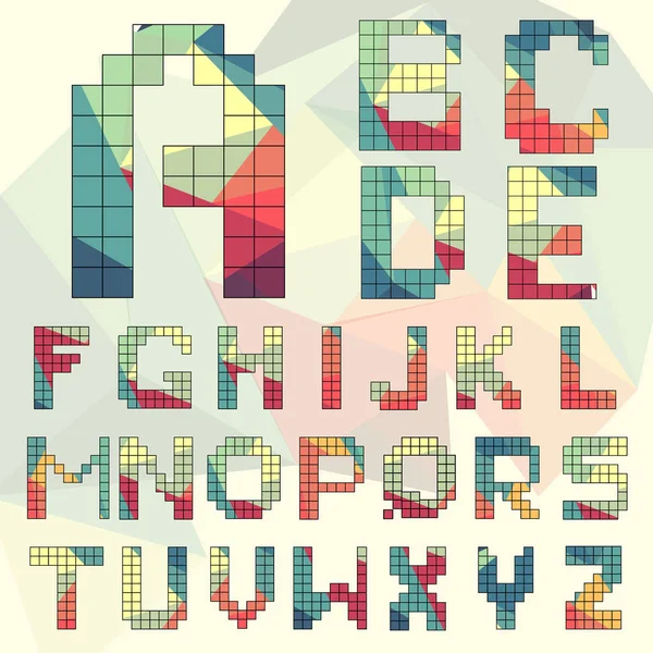 Vektorisometrisches Pixelalphabet Alphabet Mosaikschrift Satz Von Vektorbuchstaben Low Poly Und — Stockvektor