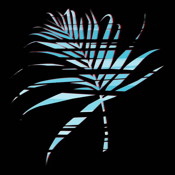 グラフィカル功妙な外用葉熱帯 ヤシの葉 シダの葉状体のベクター アイコン 低ポリ スタイル グリッチ スタイル — ストックベクタ