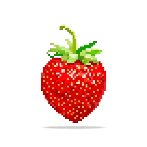 Pixel Art Fragole Illustrazione Vettoriale 8Bit — Vettoriale Stock