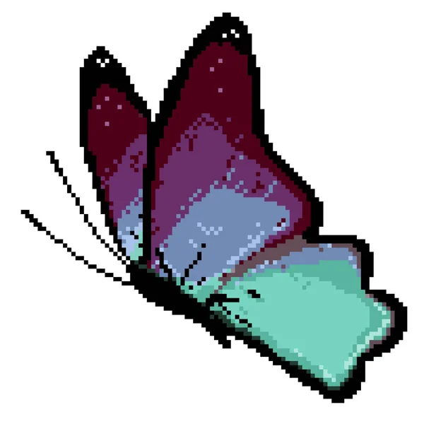 向量像素艺术五颜六色蝴蝶 被隔绝的蝴蝶在白色背景 — 图库矢量图片