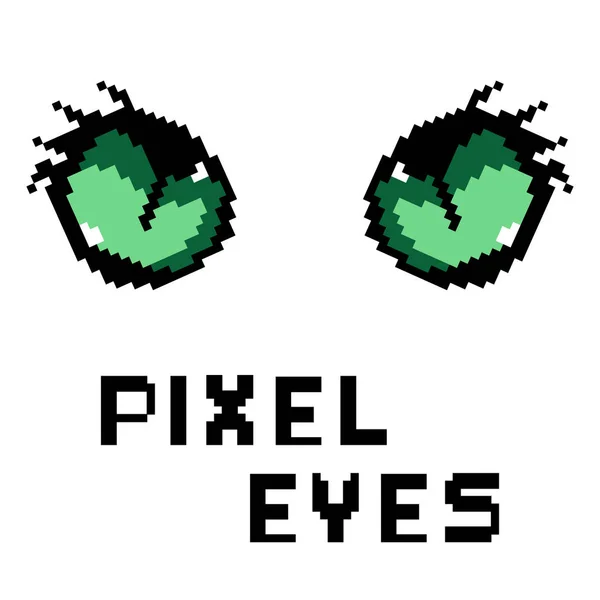 Ilustración Vectorial Pixel Art Hermosos Ojos Dibujos Animados Aislados Ojos — Archivo Imágenes Vectoriales