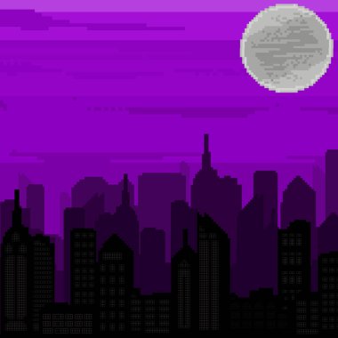 Piksel sanat arka plan. Piksel şehir. 8 bit