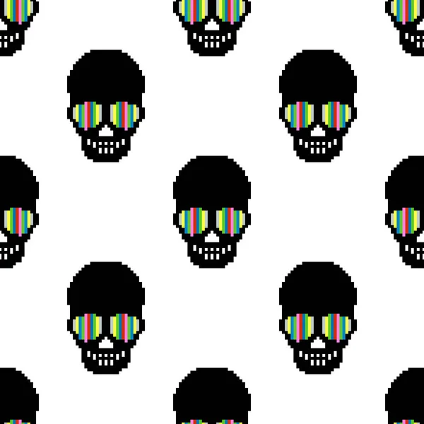 Вектор Піксельної Текстури Черепа Безшовний Шаблон Черепа Біт — стоковий вектор