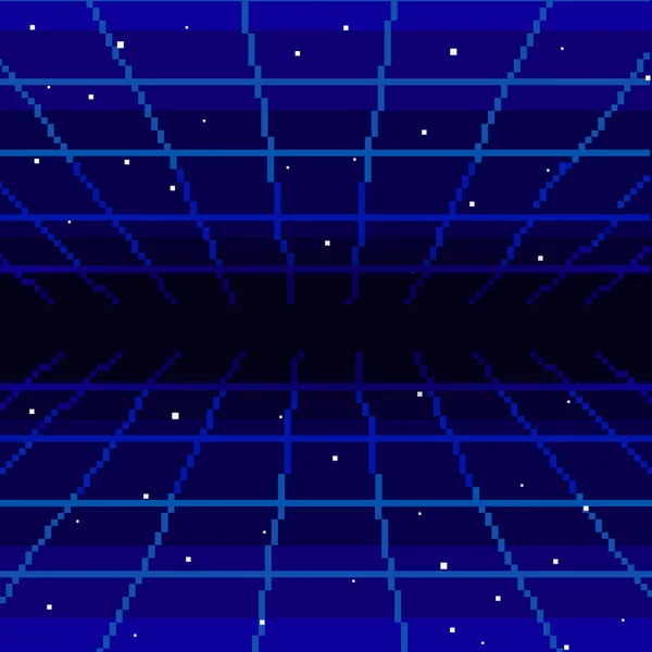 Vektör piksel sanat 80'li yılların Retro bilim-kurgu arka plan. Piksel sanat arka plan. 8 bit