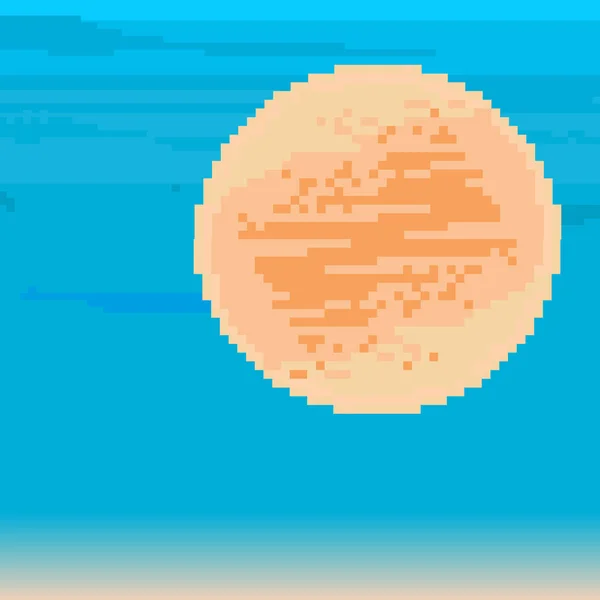 Вектор Звездного Неба Стиле Ретро Пиксельного Искусства Планета Юпитер Космический — стоковый вектор
