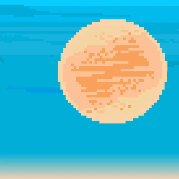 Vector Van Sterrenhemel Retro Pixel Art Stijl Ruimteschip Van Planeet — Stockvector