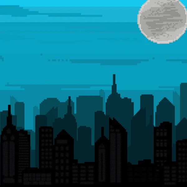 Piksel sanat arka plan. Piksel şehir. 8 bit