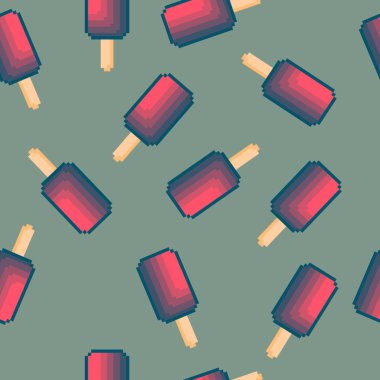 Piksel dondurma sorunsuz arka plan. Vektör desen.