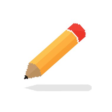 Vektör kurşun kalem simgesini. Beyaz arka plan üzerinde küçük piksel sanat kalem ile illüstrasyon.