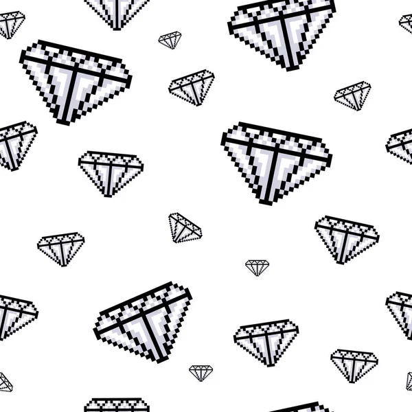 矢量无缝模式背景与钻石 像素艺术风格 — 图库矢量图片