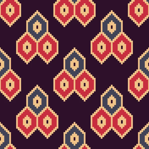 Patrón Étnico Decorativo Sin Costuras Estilo Pixel Art Bits Diseños — Archivo Imágenes Vectoriales