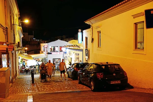 Albufeira Portugal Juin 2017 Restaurants Dans Vieille Ville Nuit Avec — Photo