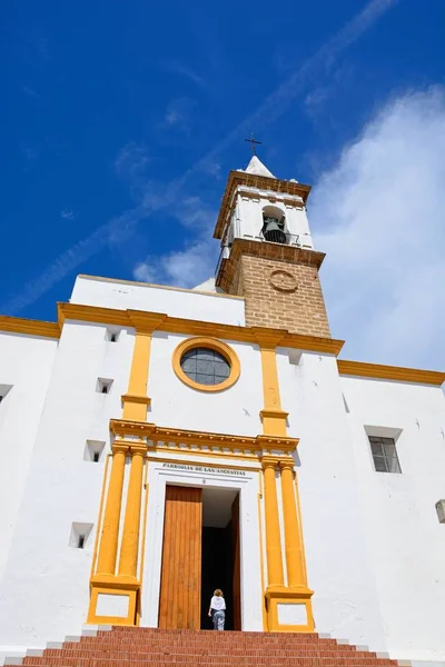 Framifrån Las Angustias Församlingskyrka Parroquia Nuestra Senora Las Angustias Stadens — Stockfoto
