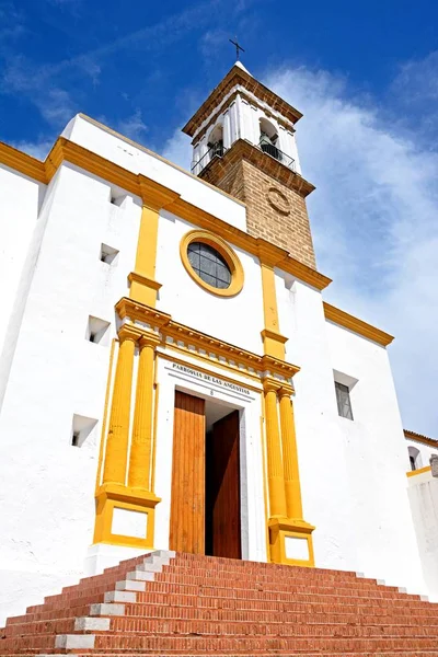 Framifrån Las Angustias Församlingskyrka Parroquia Nuestra Senora Las Angustias Stadens — Stockfoto