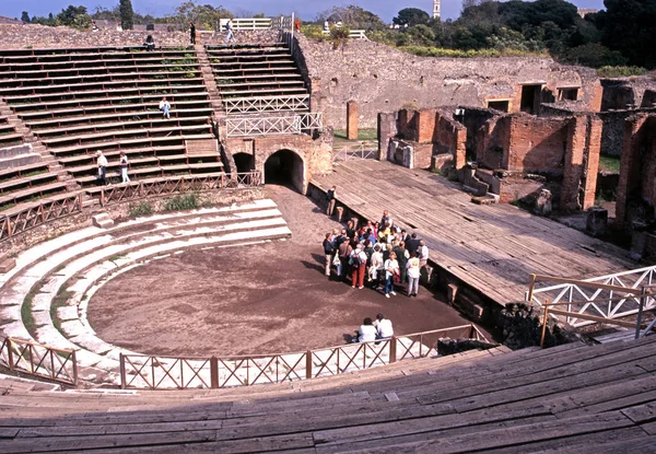 Pompeii Italy Сентября 1996 Года Возвышенный Вид Руины Римского Театра — стоковое фото