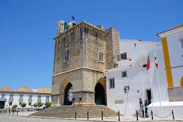 Faro Portugal Junio 2017 Vista Catedral Faro Praca Largo Centro — Foto de Stock