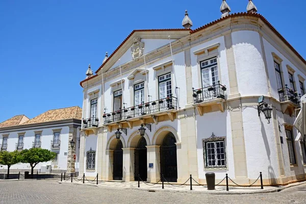 Városháza Város Központjában Faro Algarve Portugália Európában Praca Largo Elölnézete — Stock Fotó